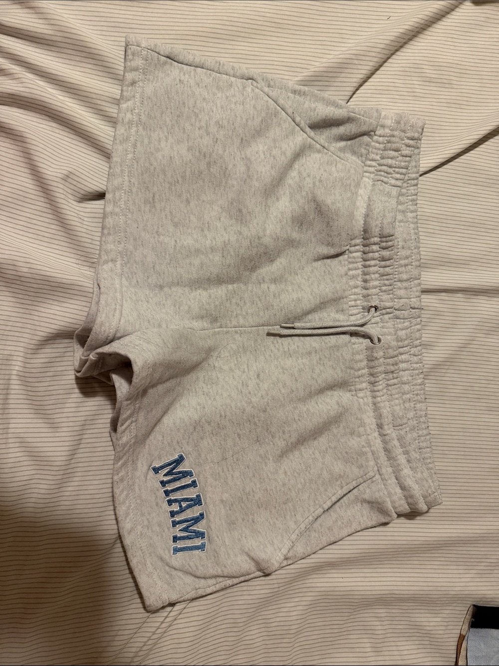 Women's Light Gray Fleece Pajama Shorts with 'Miami' Embroidery